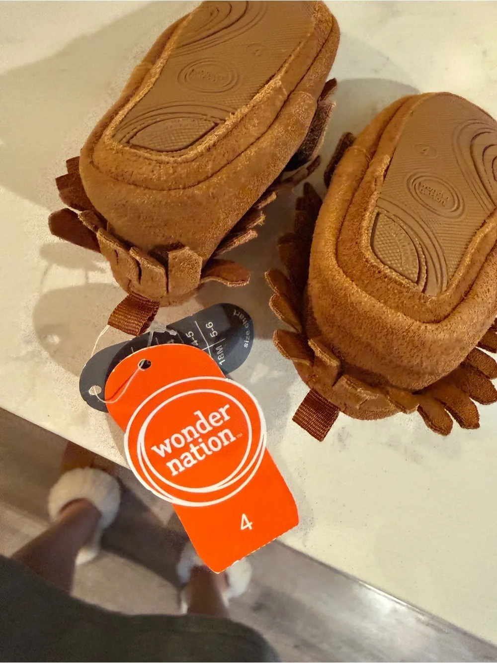 wonder nation Brown Suede Fringe Moccasins for Kids - Picture 4 of 4